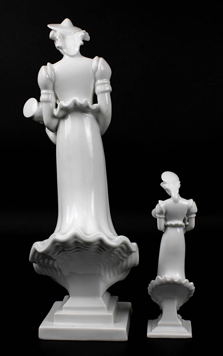 Zwei Madonnenfiguren, Herend, Ungarn 2. H. 20. Jh., Weißporzellan, große u. kleine Figur der Matyo - Image 3 of 5