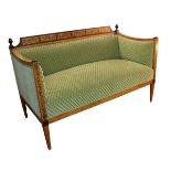 Sofa im Biedermeier-Stil, deutsch um 1910/20, Buche kirschbaumfarben gebeizt, Rückenlehne sowie