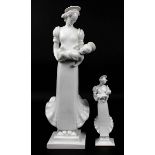 Zwei Madonnenfiguren, Herend, Ungarn 2. H. 20. Jh., Weißporzellan, große u. kleine Figur der Matyo