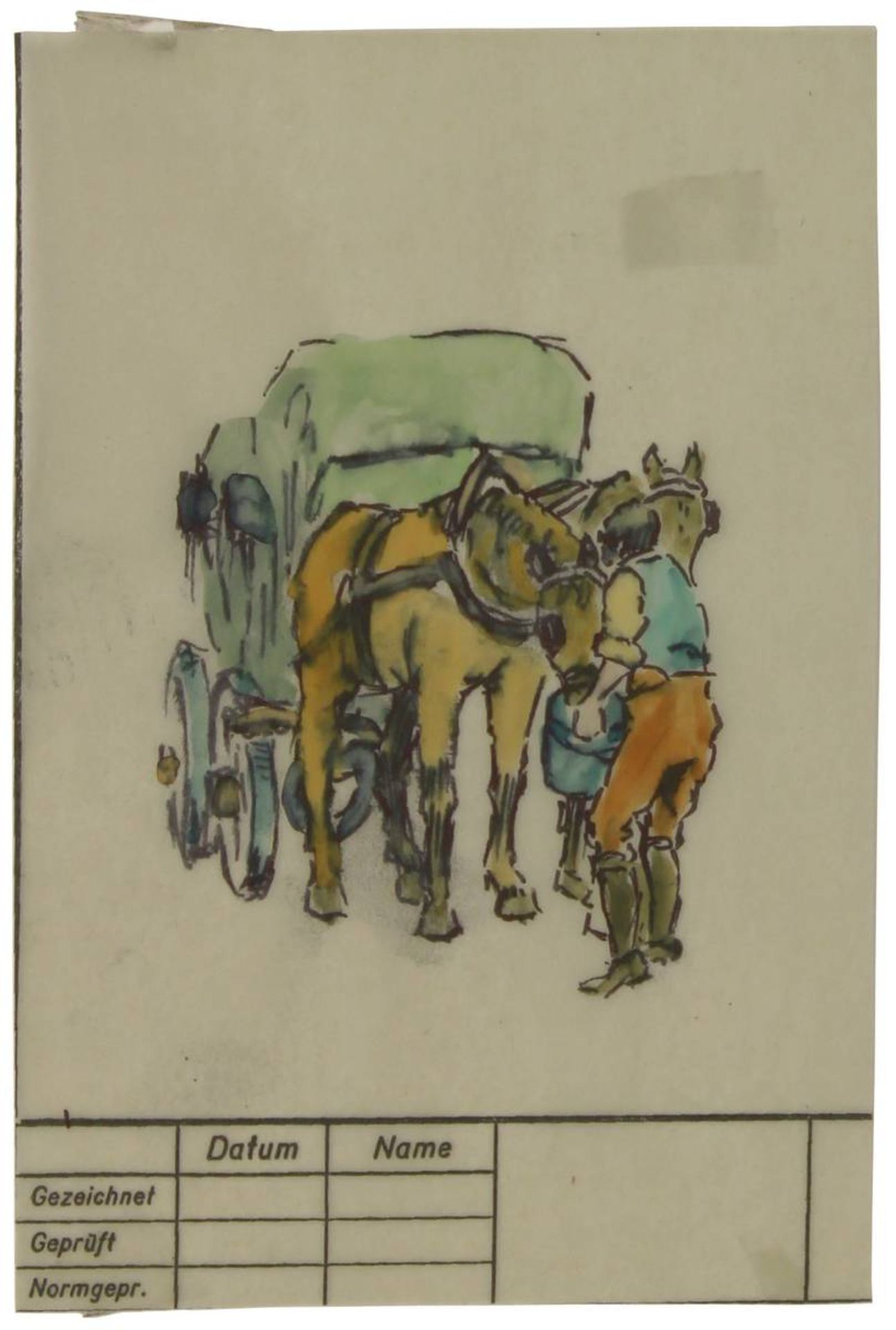 Wallenborn, Francois (Novéant/Metz 1899 - 1971 Saarbrücken), drei Zeichnungen: Kutsche, - Bild 4 aus 4