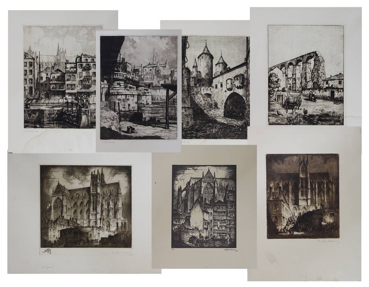 Wallenborn, Francois (Novéant/Metz 1899 - 1971 Saarbrücken), sieben Graphiken, meist Radierungen,