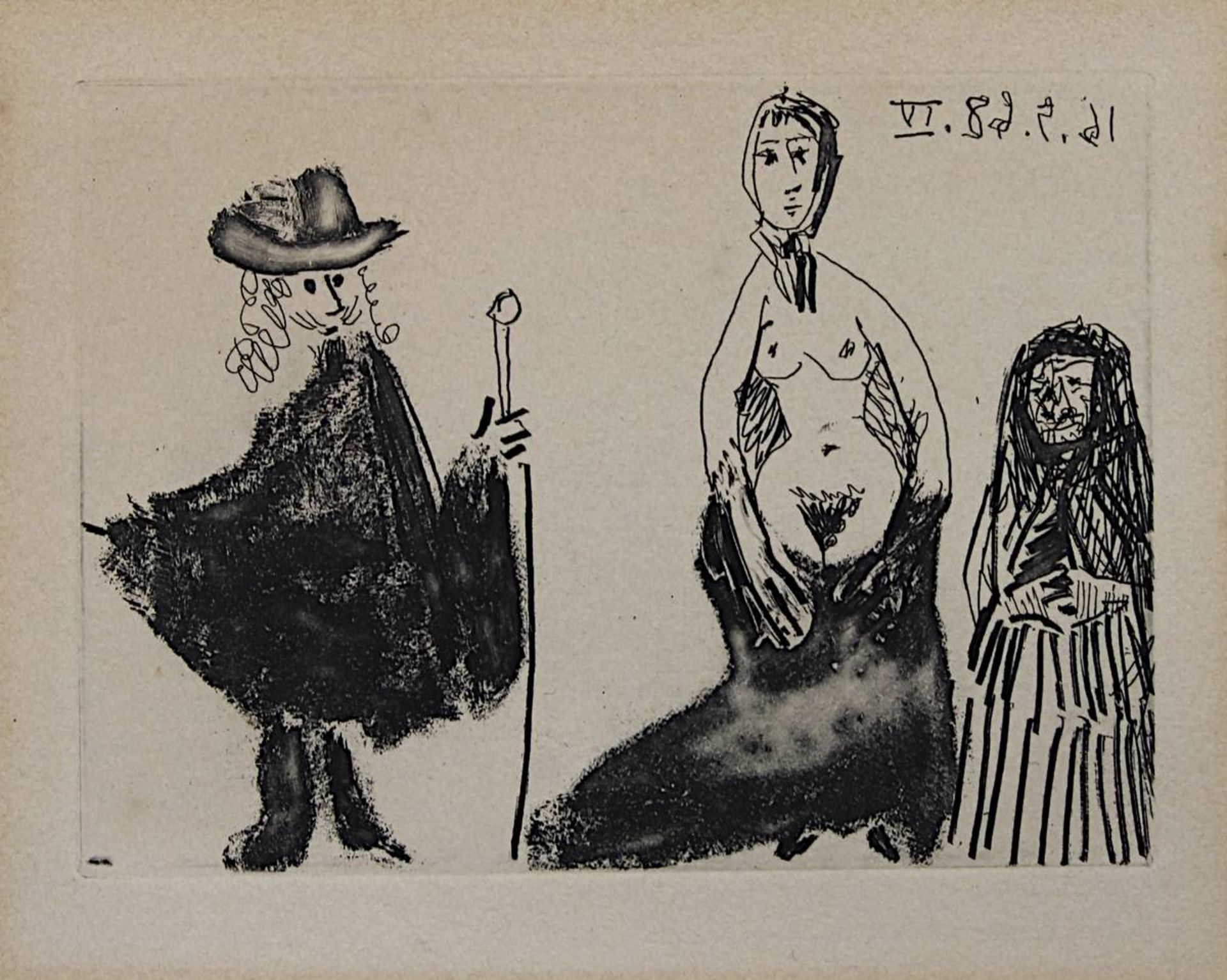 Picasso, Pablo (Malaga 1881 - Mougins 1973), Illustration zu La Célestine, Radierung, Blatt aus