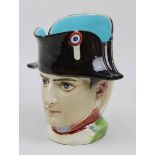 Seltener Napoleon Saargemünd-Gesichtskrug, Sarreguemines Digoin um 1920, Keramik, heller Scherben,