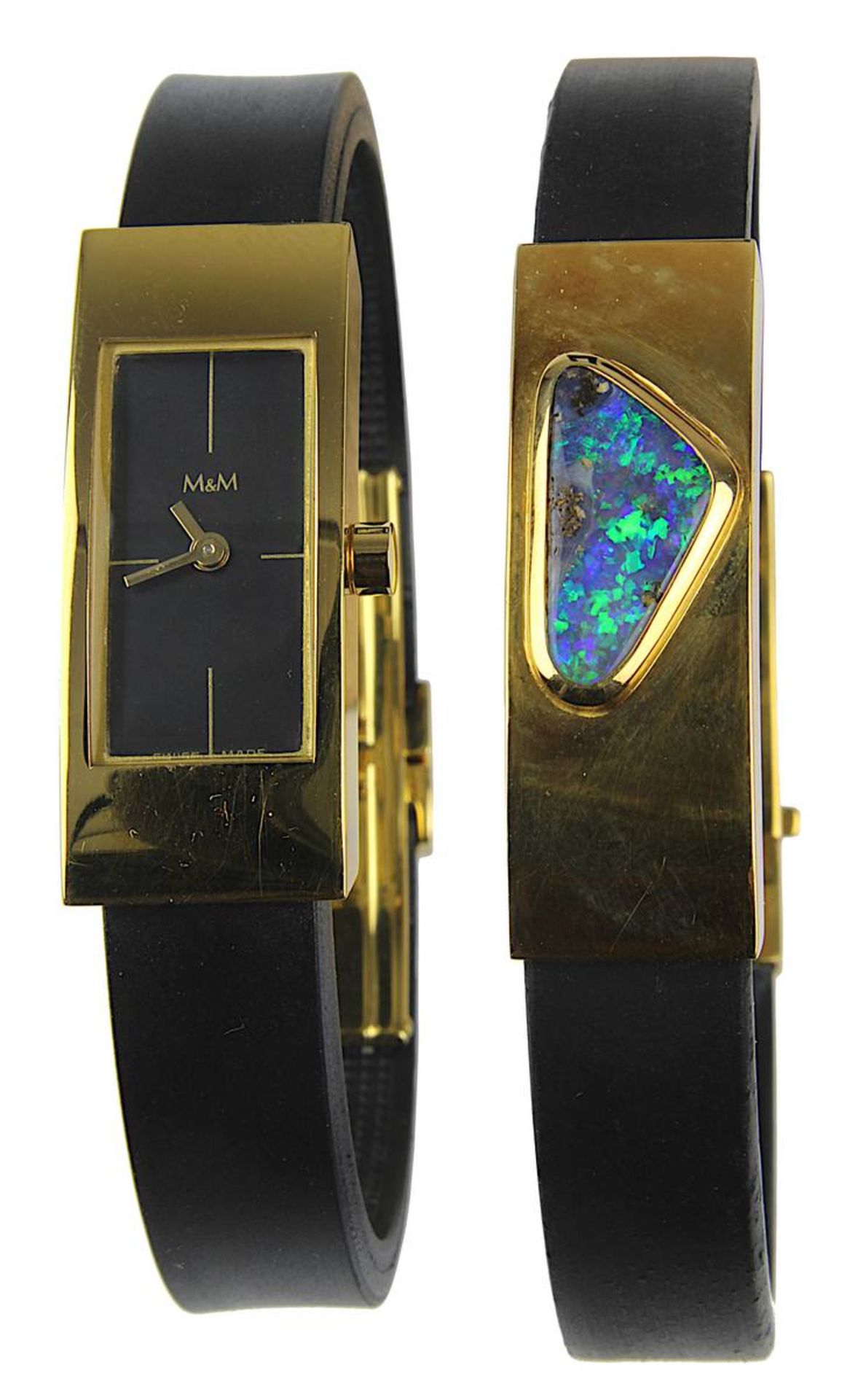 Damen-Armbanduhr mit passendem Opal-Armband, jew. mit Kautschukband: Armband Handarbeit Juwelier