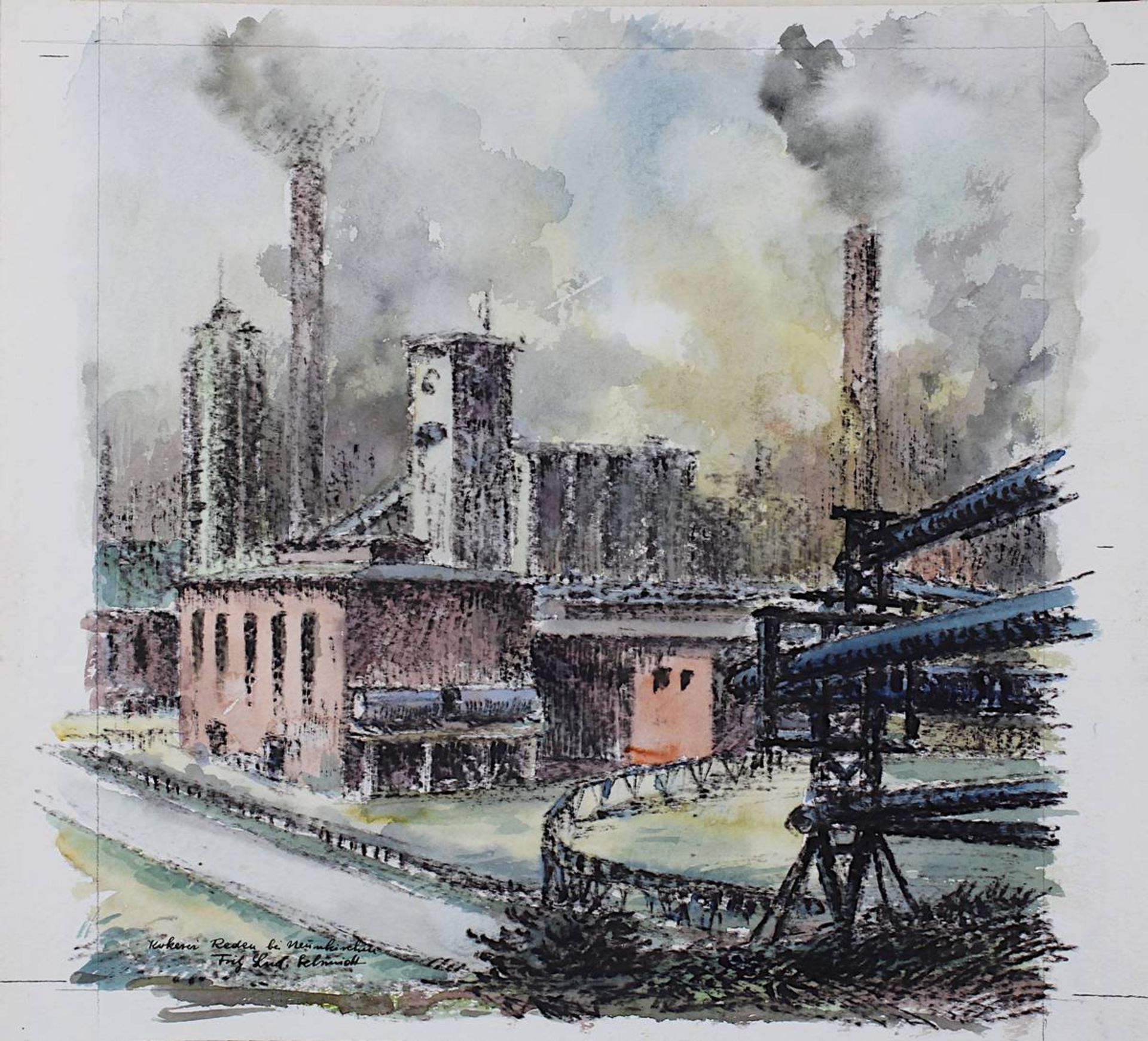 Schmitt, Fritz Ludwig (Saarbrücken 1922 - 2008 Saarbrücken), Drei saarländische Motive, Aquarelle - Bild 3 aus 4