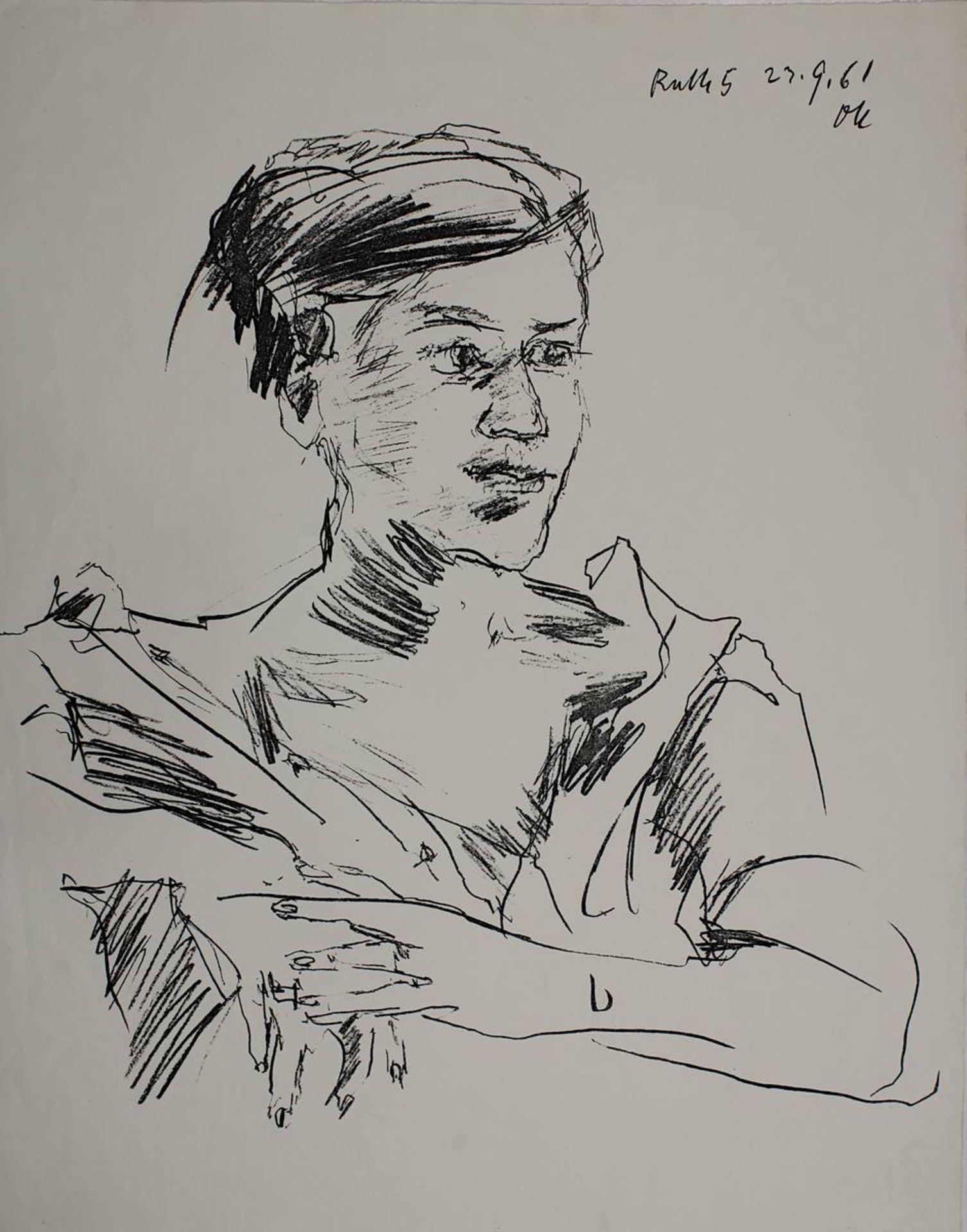 Kokoschka, Oskar ( Pöchlarn 1886 - 1980 Montreux) "Ruth 5", Lithographie, am oberen Rand im Stein