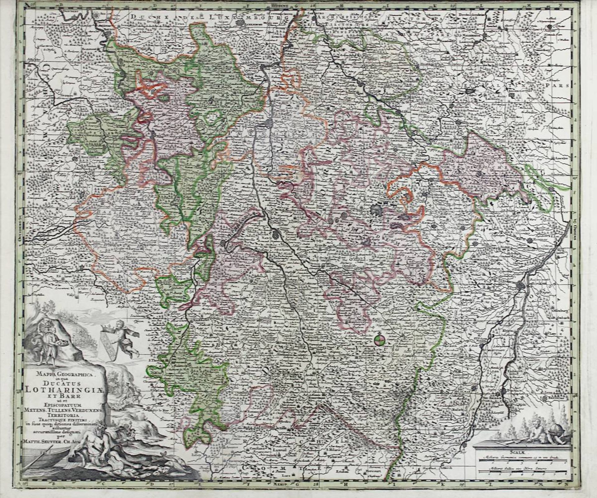 "Mappa Geographica ...Ducatus Lotharingiae et Barr...", kolorierte Kupferstichkarte von - Bild 2 aus 2