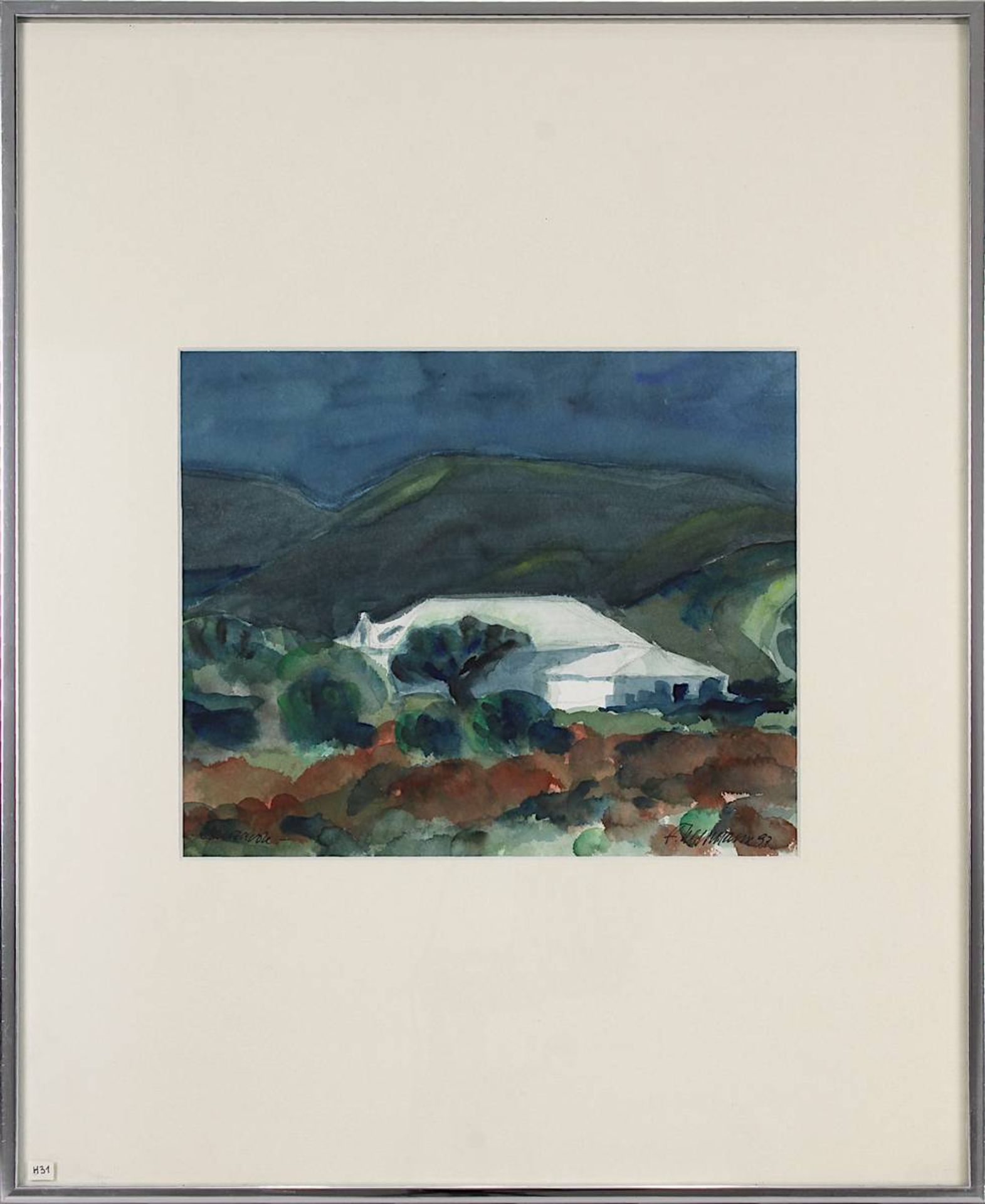 Altmann, F., Aquarellist 2. H. 20. Jh., "Lanzarote", Blick auf eines der typischen weißen Häuser