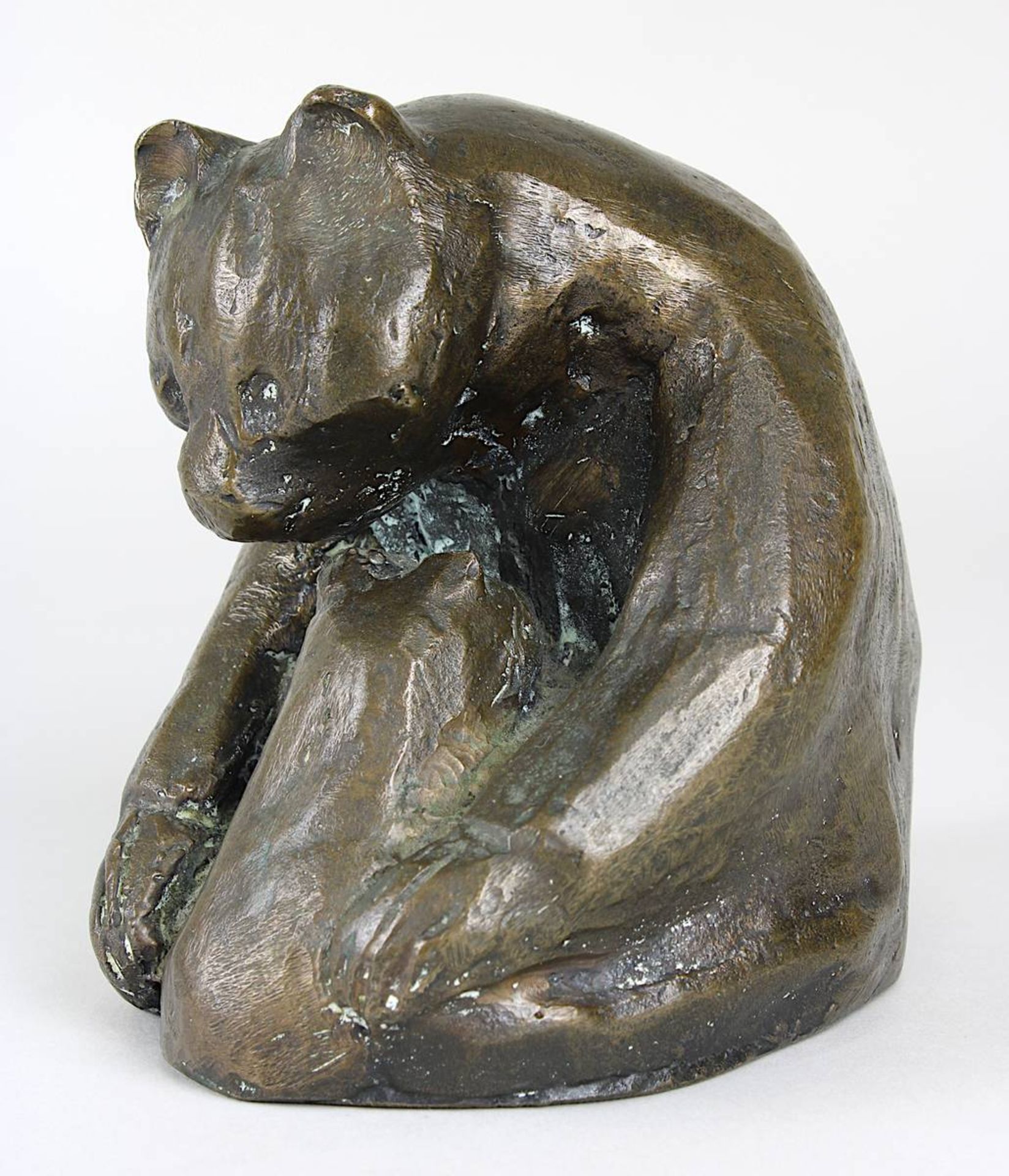 Ungedeuteter Bildhauer, Bronzefigur, Bärenmutter mit Jungen, H: 11 cm, B: 10 cm, T: 12 cm, - Bild 2 aus 7