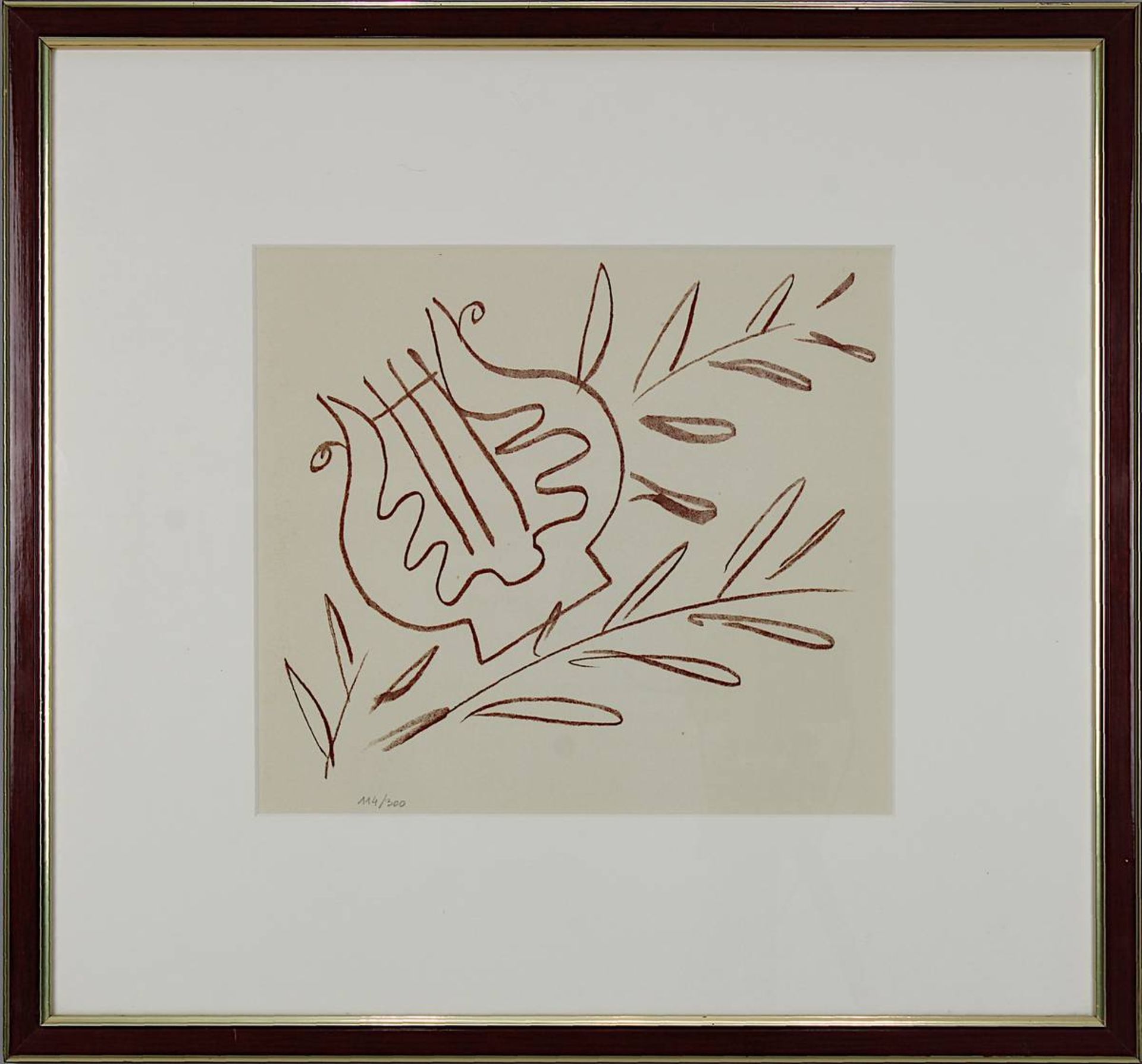 Matisse, Henri (Le Cateau-Cambrésis 1869 - 1954 Cimiez), Sans titre, Leier und Olivenzweige,
