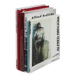 Sechs Bücher zu Alfred Hrdlicka, 2. H. 20. Jh.: T. Brandstaller u. B. Sternthal, Hrsg., Hrdlicka,