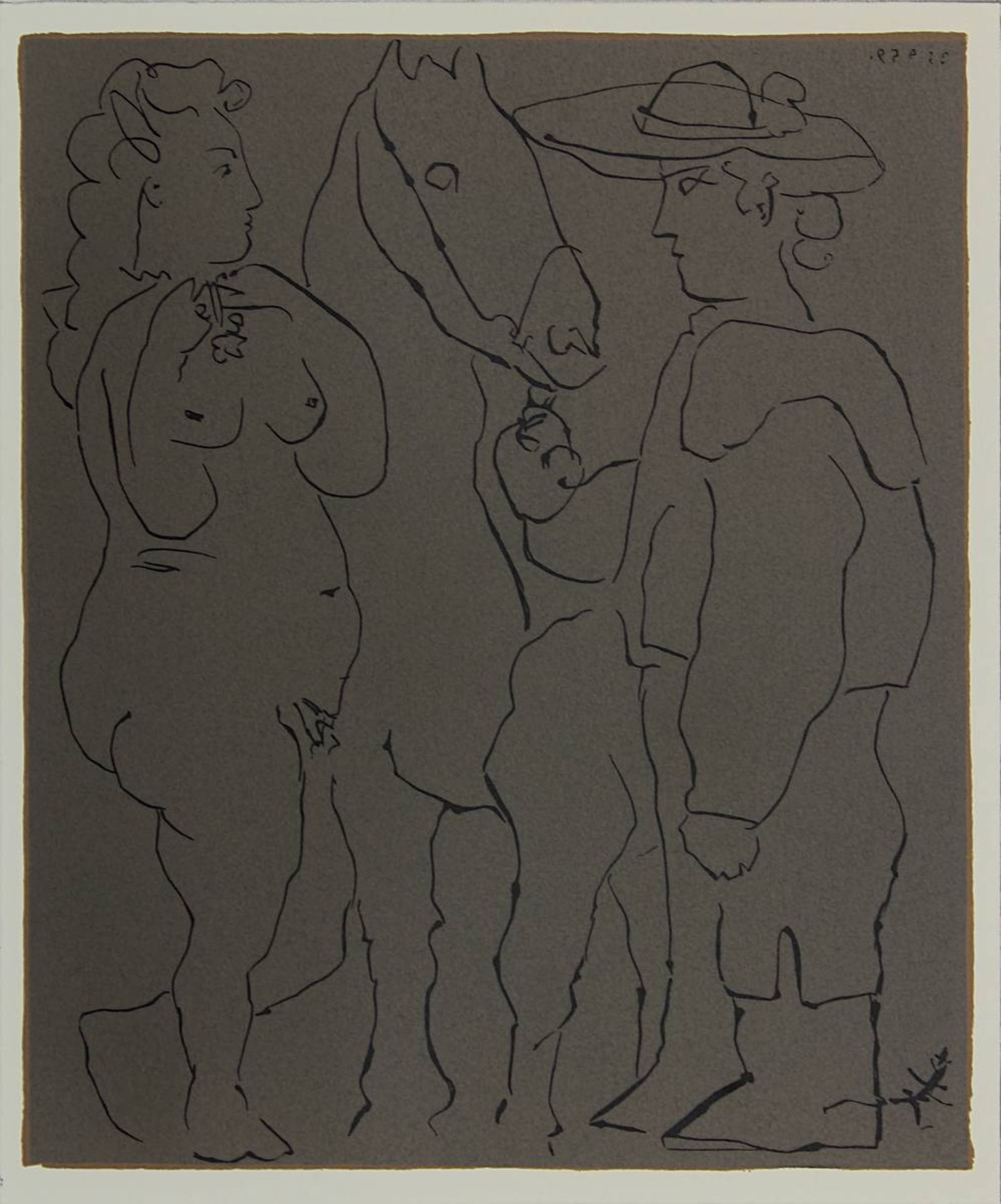 Picasso, Pablo Ruiz (Málaga 1881 - 1973 Mougins), zwei Farblinolschnitte, Pferd mit Reiter und Pferd - Bild 3 aus 3