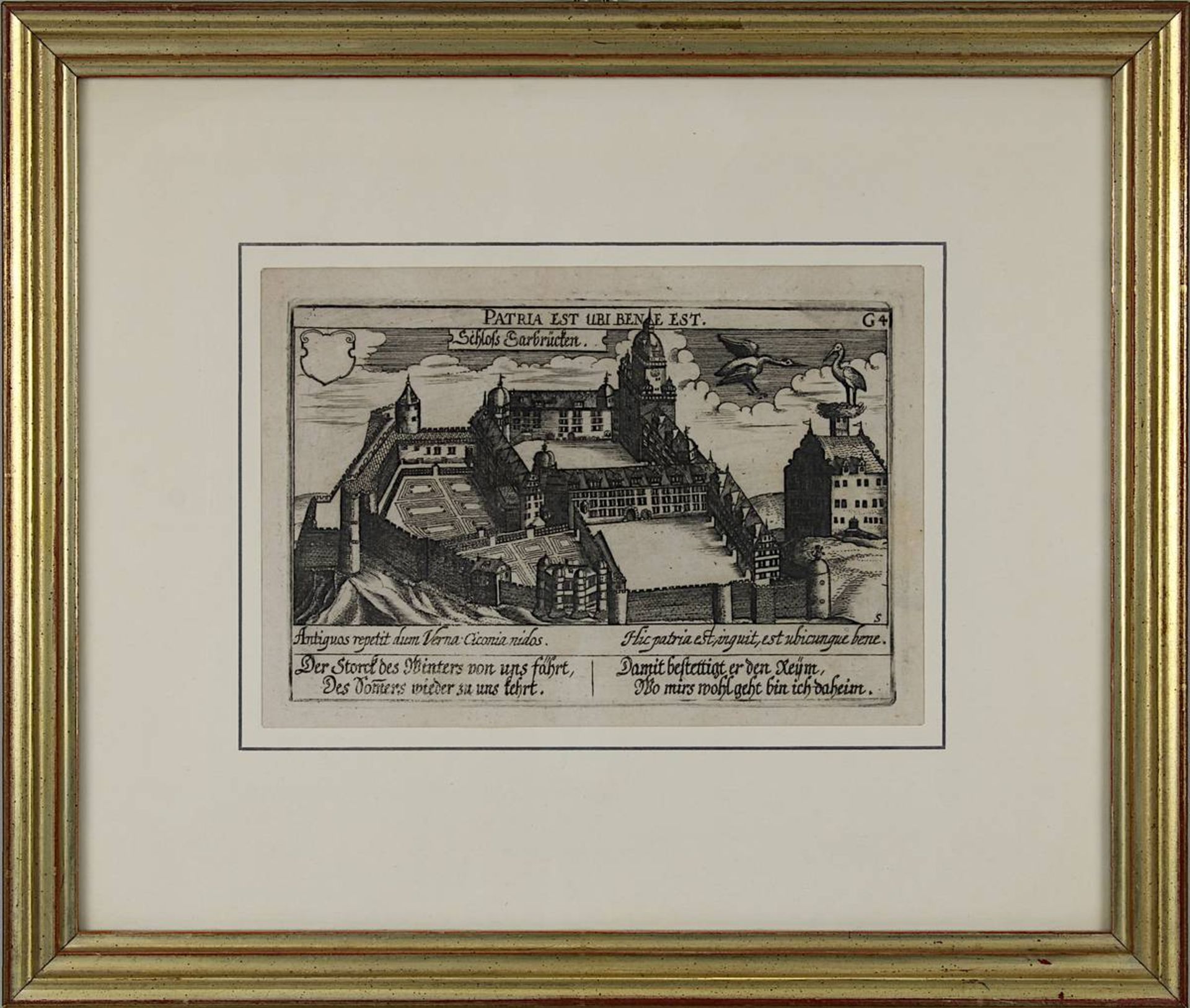 Zwei Kupferstiche mit Ansichten des Saarbrücker Schlosses: einmal aus Daniel Meisner´s - Bild 2 aus 3