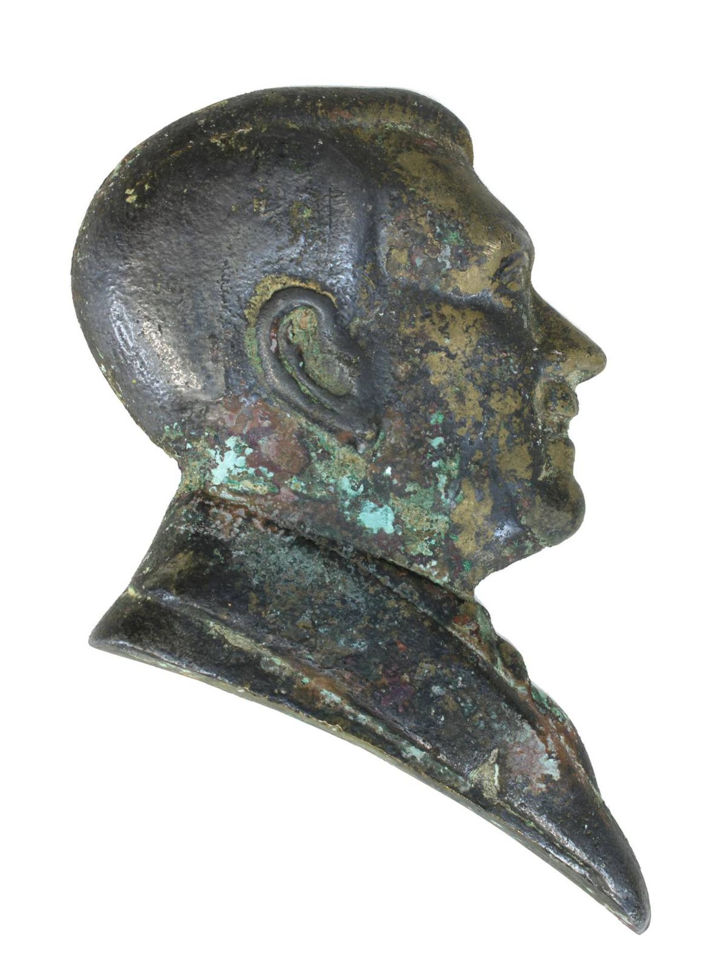 Porträtrelief des Reichskanzlers Adolf Hitler, Deutsches Reich 1933 - 1945, Bronze, stärker