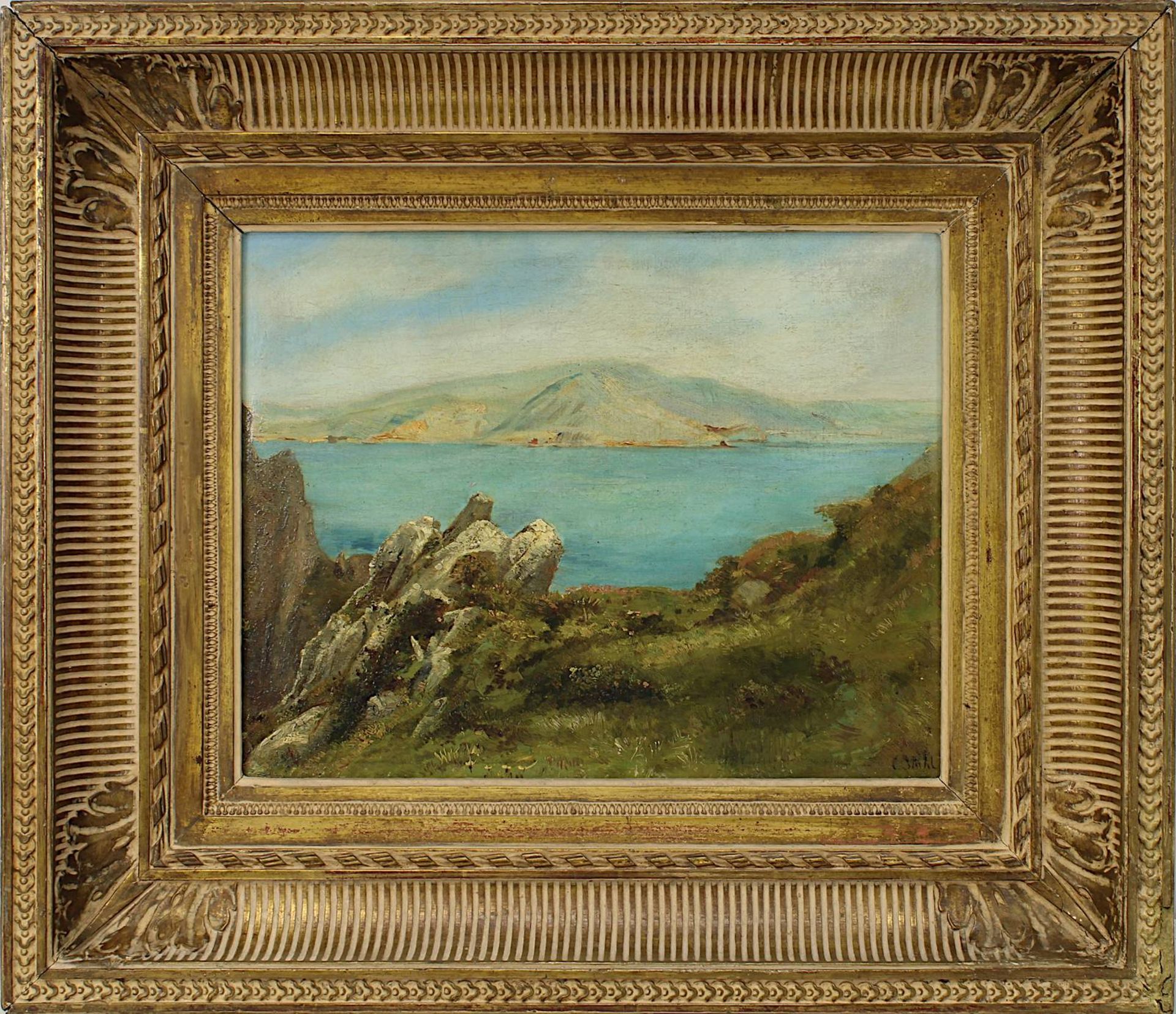 Stahl, C., Maler 19. /20. Jh., "Capri" - Küstenlandschaft, Öl auf Leinwand, re. unt. sign., 32 x