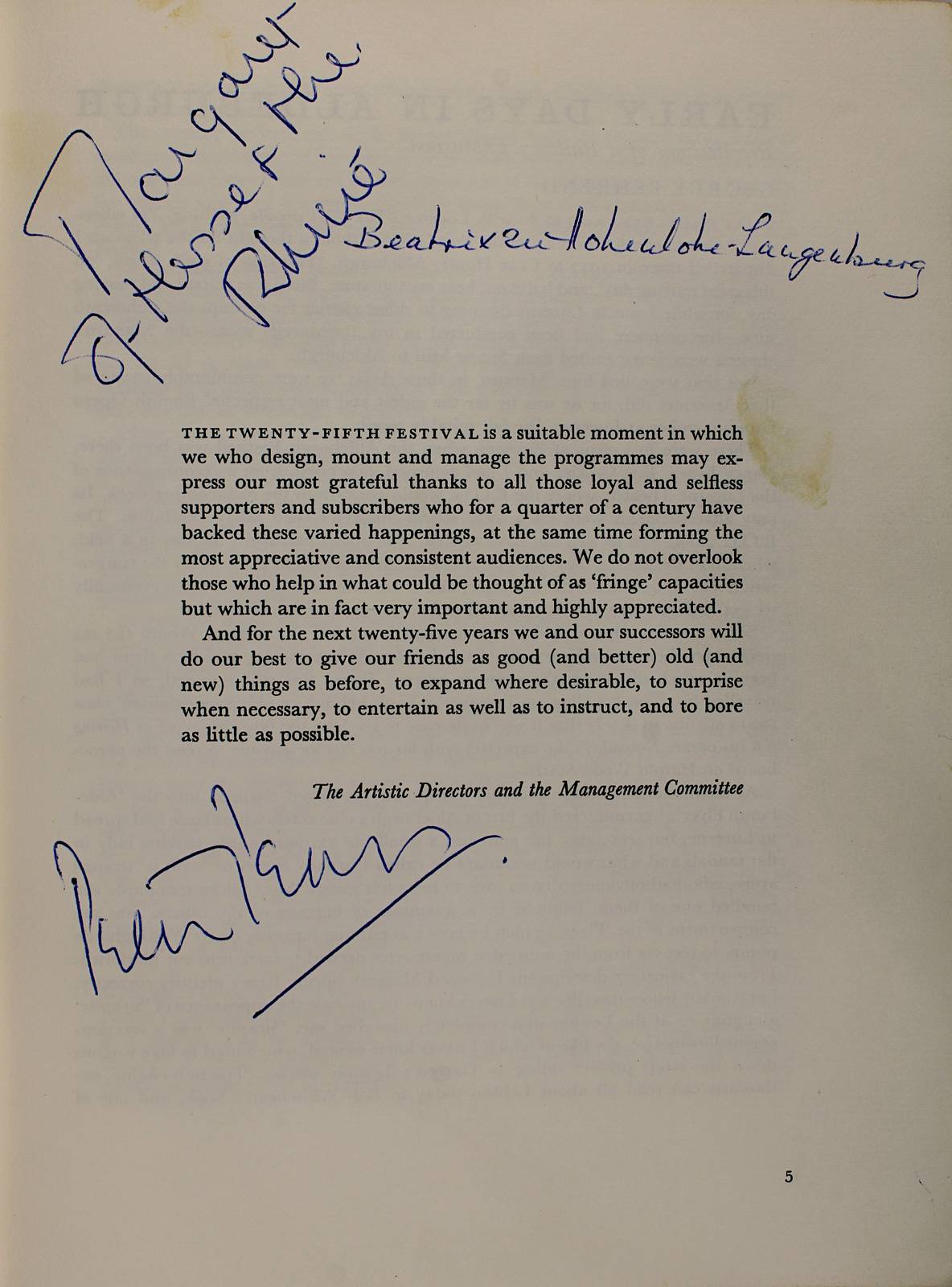 The Twenty-Fifth Aldeburgh Festival 1972, Festivalprogramm mit zahlreichen Autographen u.a. Benjamin - Image 3 of 4