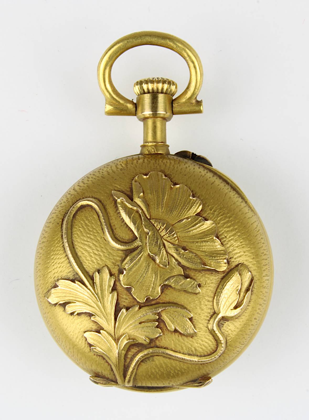 Kleine Gelbgold-Damentaschenuhr, Jugendstil, Frankreich um 1900, 18-karätiges Zweideckel- - Image 2 of 3