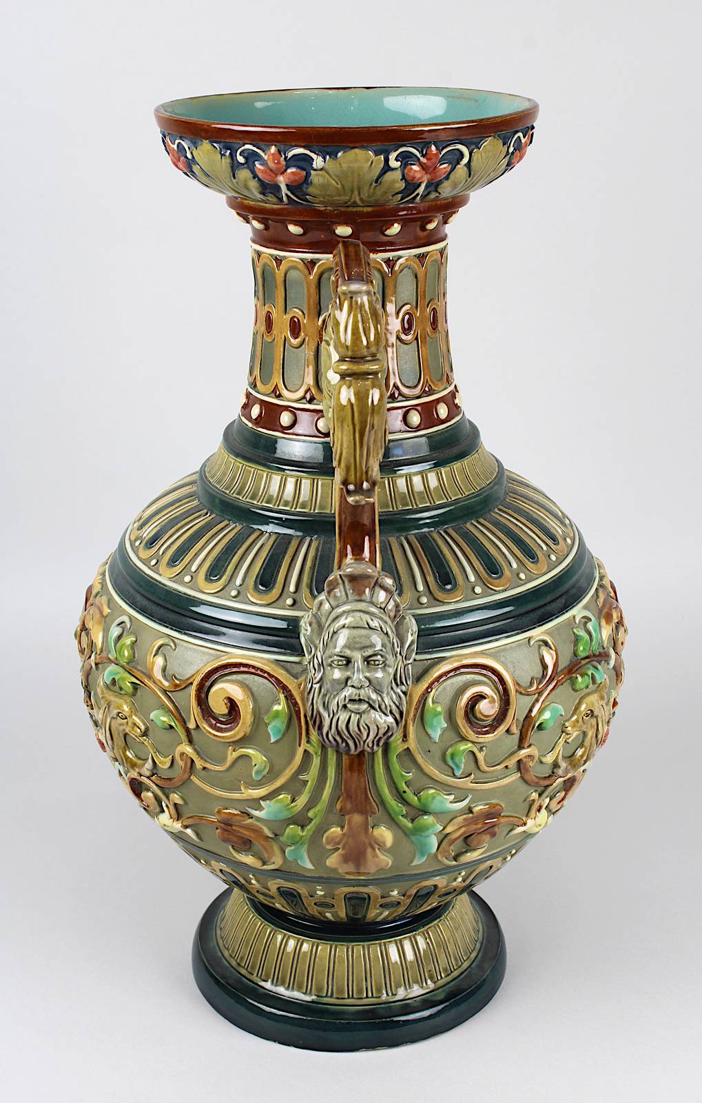 Wilhelm Schiller & Sohn Keramik Prunk-Vase, Bodenbach Böhmen um 1900, balusterförmiger Korpus, - Image 4 of 5