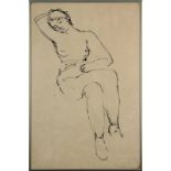 Zeichner, M. 20. Jh., sitzender weiblicher Akt, Tuschzeichnung, re. unt. unleserlich sign. u.