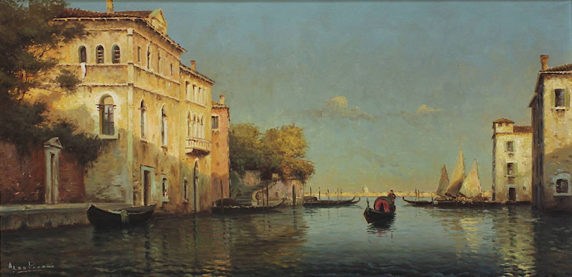Pisani, Aldo Italienischer Künstler M. 20. Jh., Blick auf Venedig und die Lagune, links unt. - Image 2 of 4