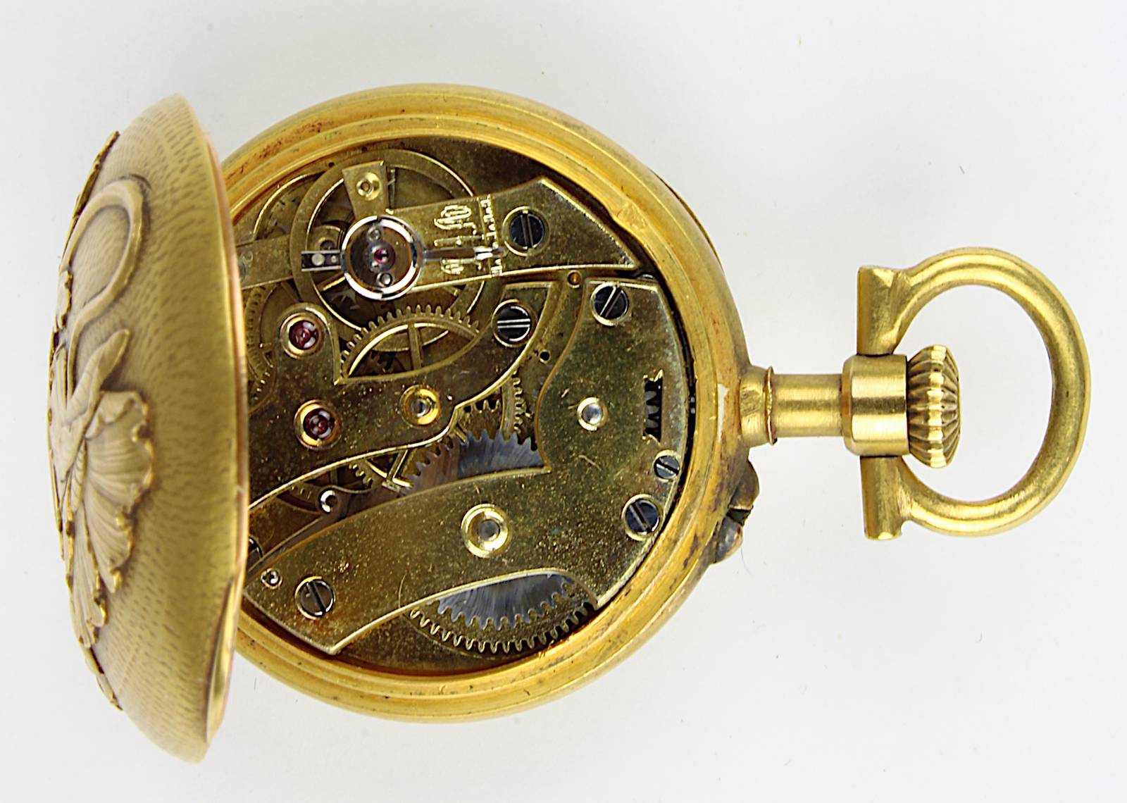 Kleine Gelbgold-Damentaschenuhr, Jugendstil, Frankreich um 1900, 18-karätiges Zweideckel- - Image 3 of 3