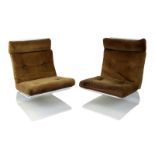 Paar "COR"-Sessel, Entwurf Peter Ghyczy 1960er / 70er Jahre, Freischwinger aus matt altweiß