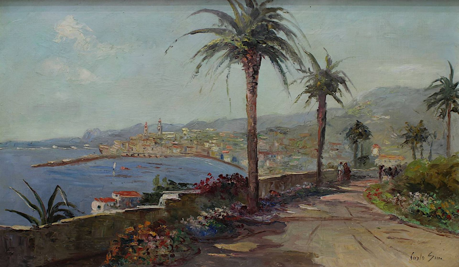 Sim, Carlo Küstenmaler, um 1950, Hafen von Menton, Öl auf Leinwand, rechts unten signiert, Maß mit - Image 2 of 4