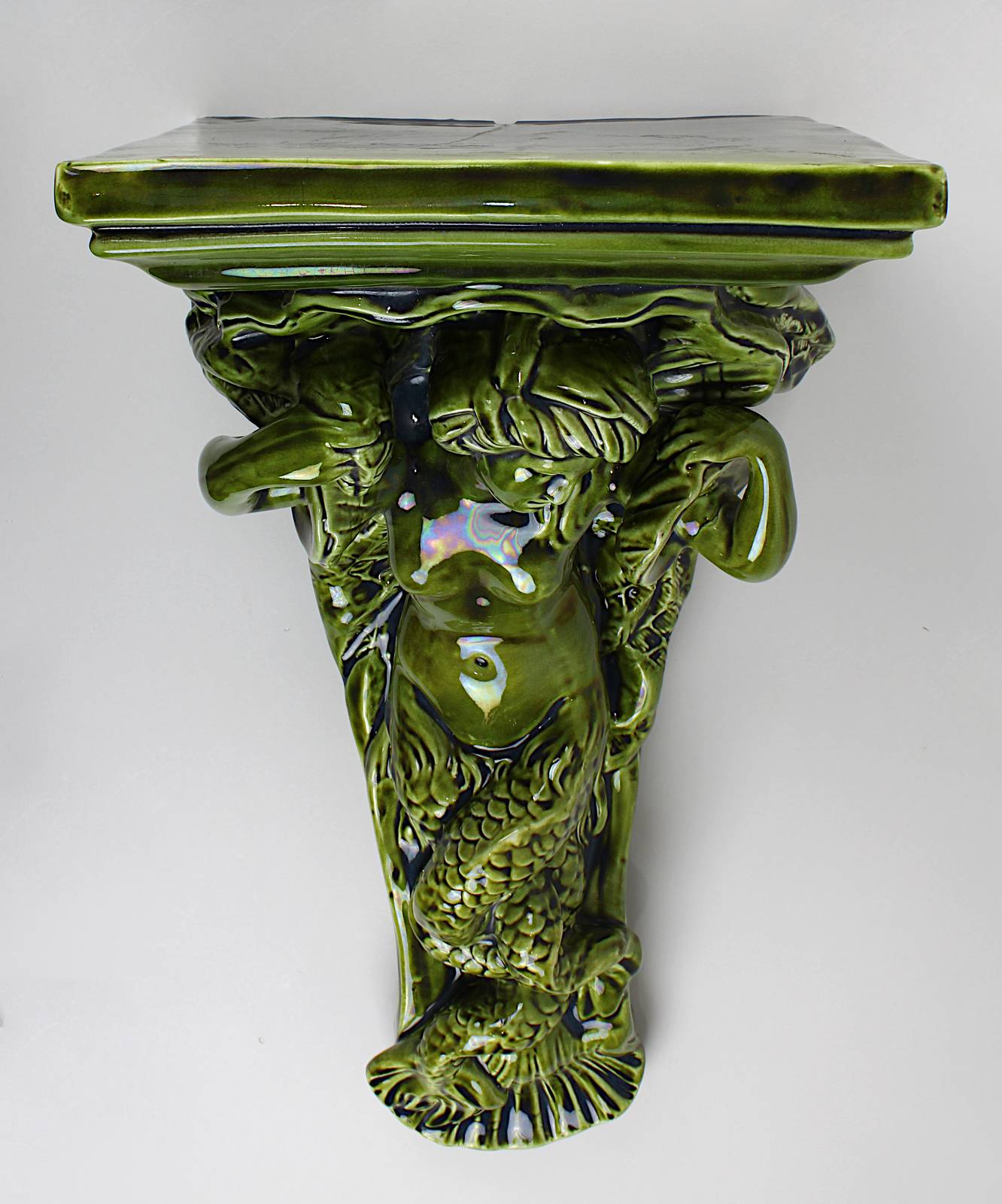 Keramik-Wandsockel mit Nixenfigur, wohl von Villeroy & Boch, Dresden um 1900, Keramik, heller - Image 2 of 6