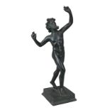 Tanzender Faun, Bronzefigur um 1900, Statuette nach dem pompejanischen Vorbild, 1. Jh. nach