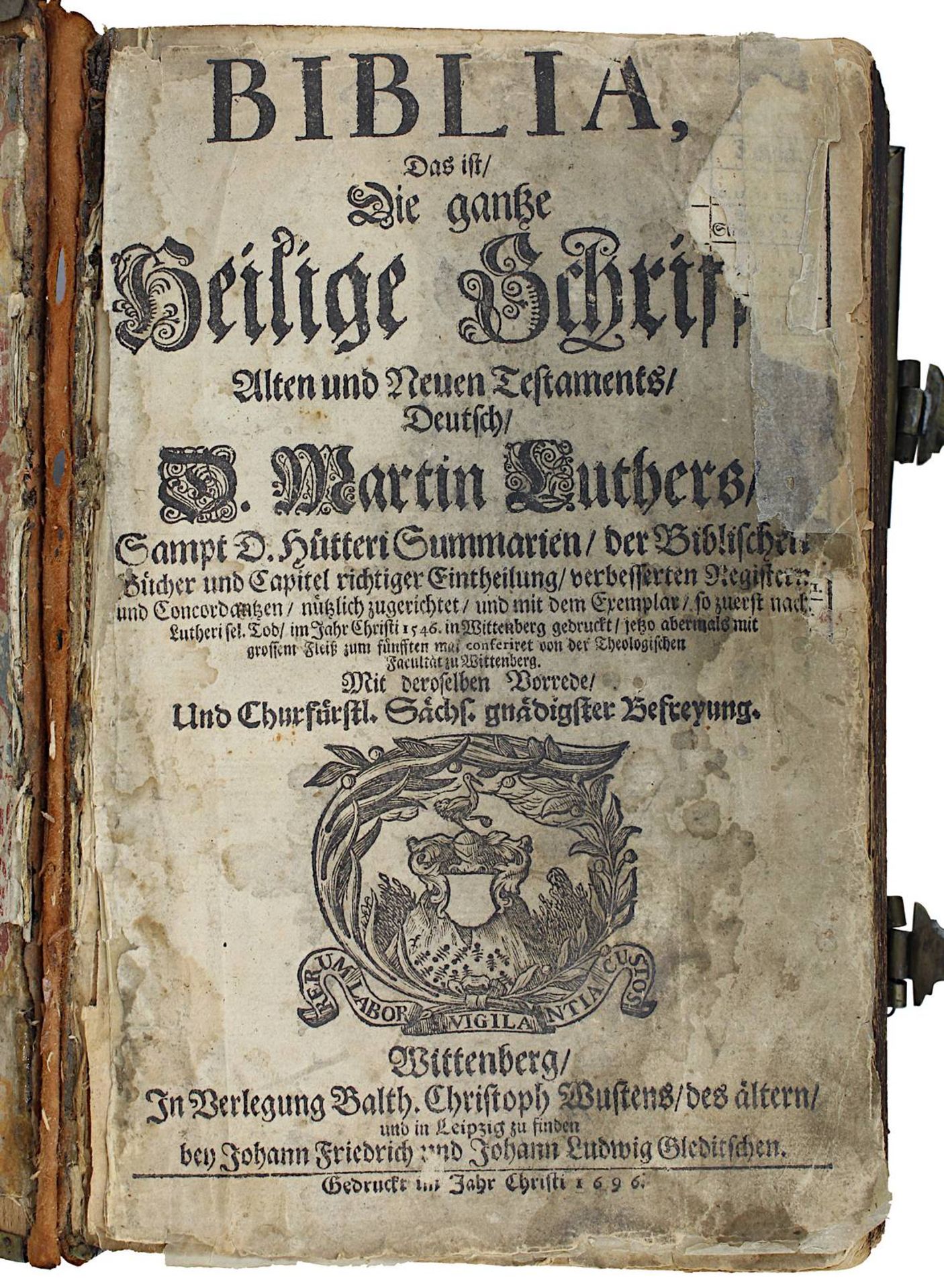 "Biblia, Das ist die ganze Heilige Schrift Alten und Neuen Testaments", deutsch D. Martin Luther,