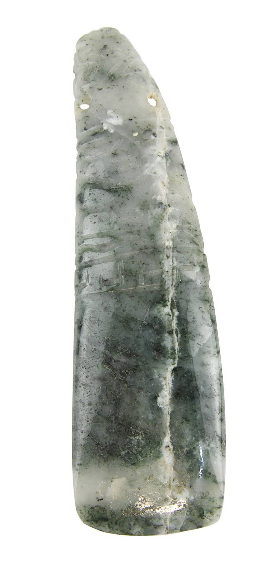 Jadeit-Amulettanhänger in Form einer stilisierten menschlichen Figur, Guanacaste, Costa Rica, vor