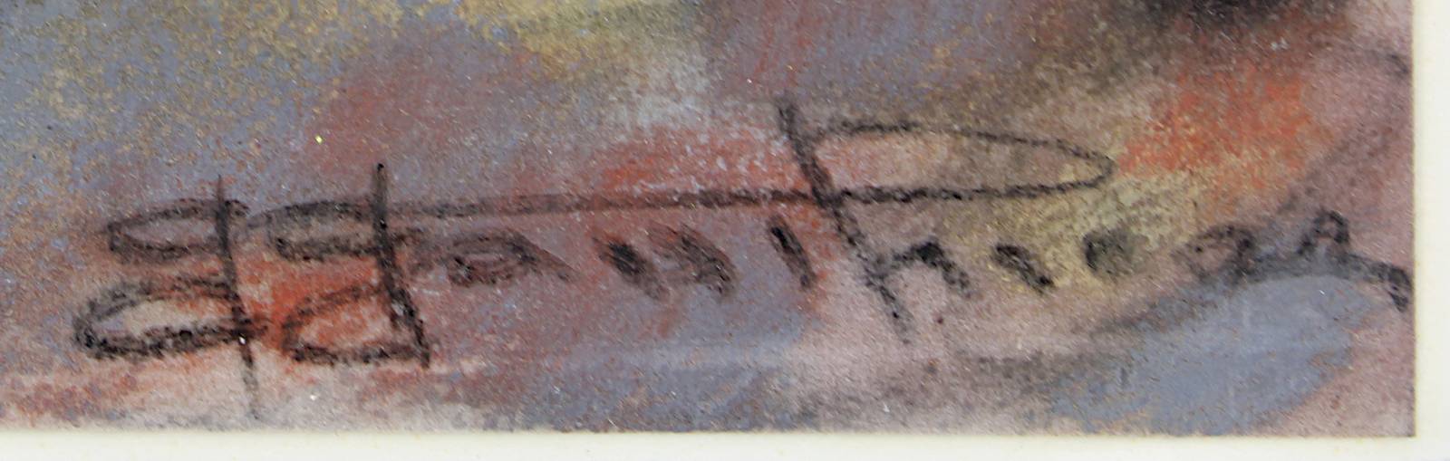 Ungedeuteter Künstler Mitte 20. Jh., Säende Bäuerin, farbige Pastellzeichnung, 30,5 x 22 cm, am - Image 2 of 2