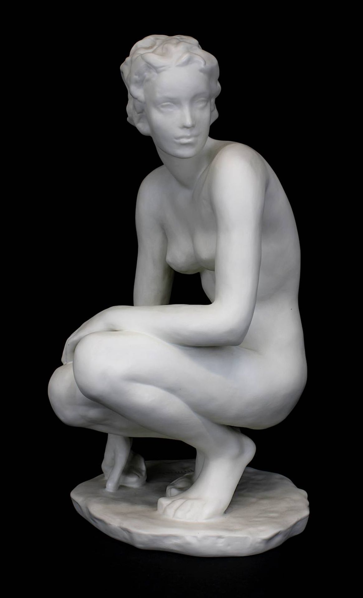 Rosenthal Porzellanfigur "Die Hockende", Entwurf Fritz Klimsch 1936, ausgeformt 1950er Jahre,