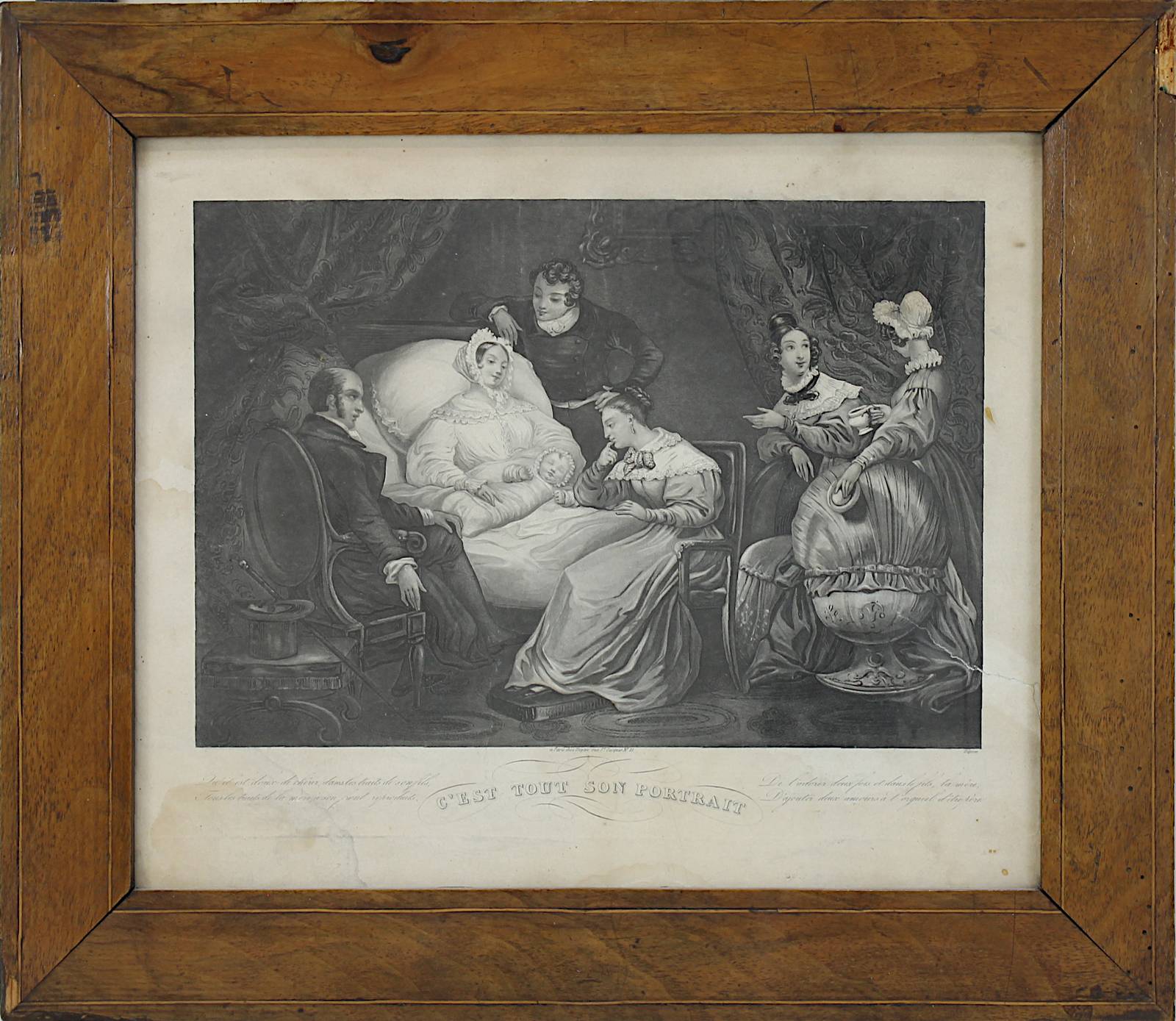 Drei Stiche in Biedermeierrahmen, gesellschaftliche Szenen, darunter Carl August von Sachsen - Image 4 of 7