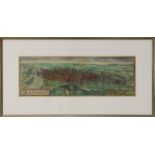 "Rouen-Roan", kolorierter Kupferstich von Braun-Hogenberg um 1580, 16 x 47 cm (