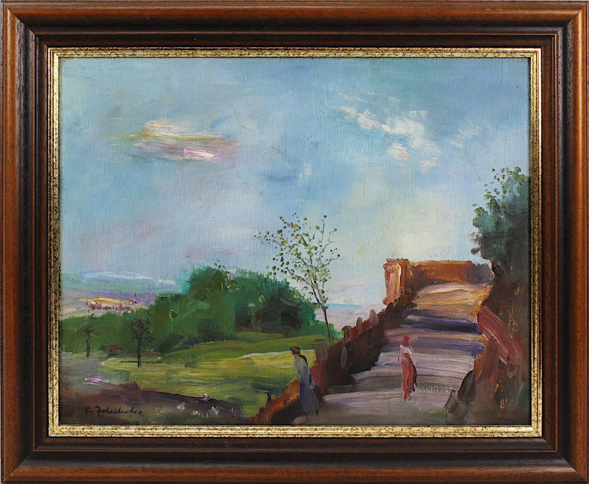 Zolnhofer, Fritz (Wolfstein 1896 - 1965 Saarbrücken), Landschaft mit Treppenanlage, wohl in