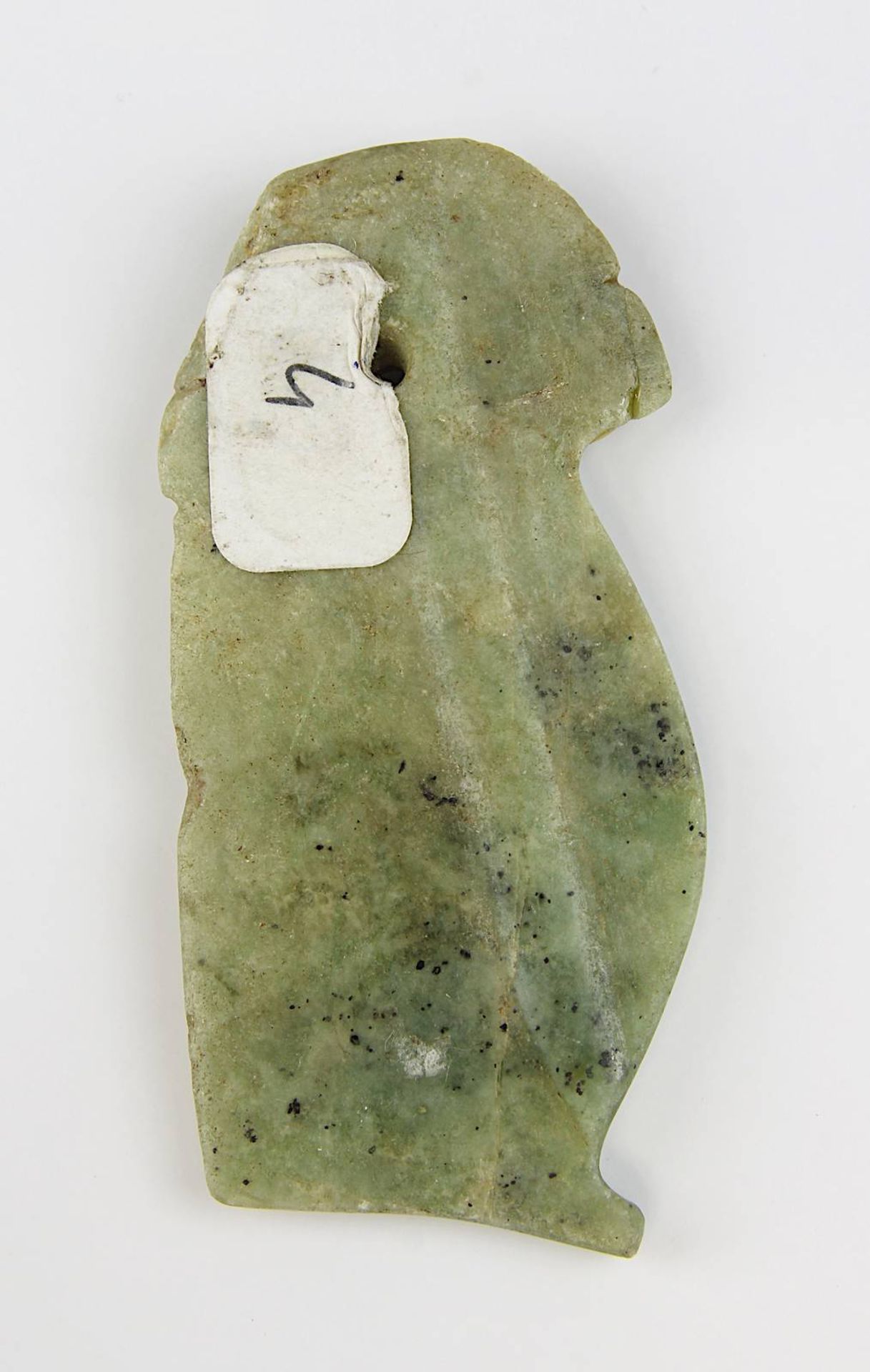 Jadeit-Amulettanhänger in Vogelform, Guanacaste, Costa Rica, vor 1000 A. D., flacher Anhänger - Bild 2 aus 2