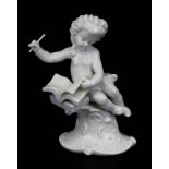 Putto als Dirigent, Nymphenburg 2.H. 20. Jh., Weißporzellan, Figur aus dem Puttenorchester von F. K.