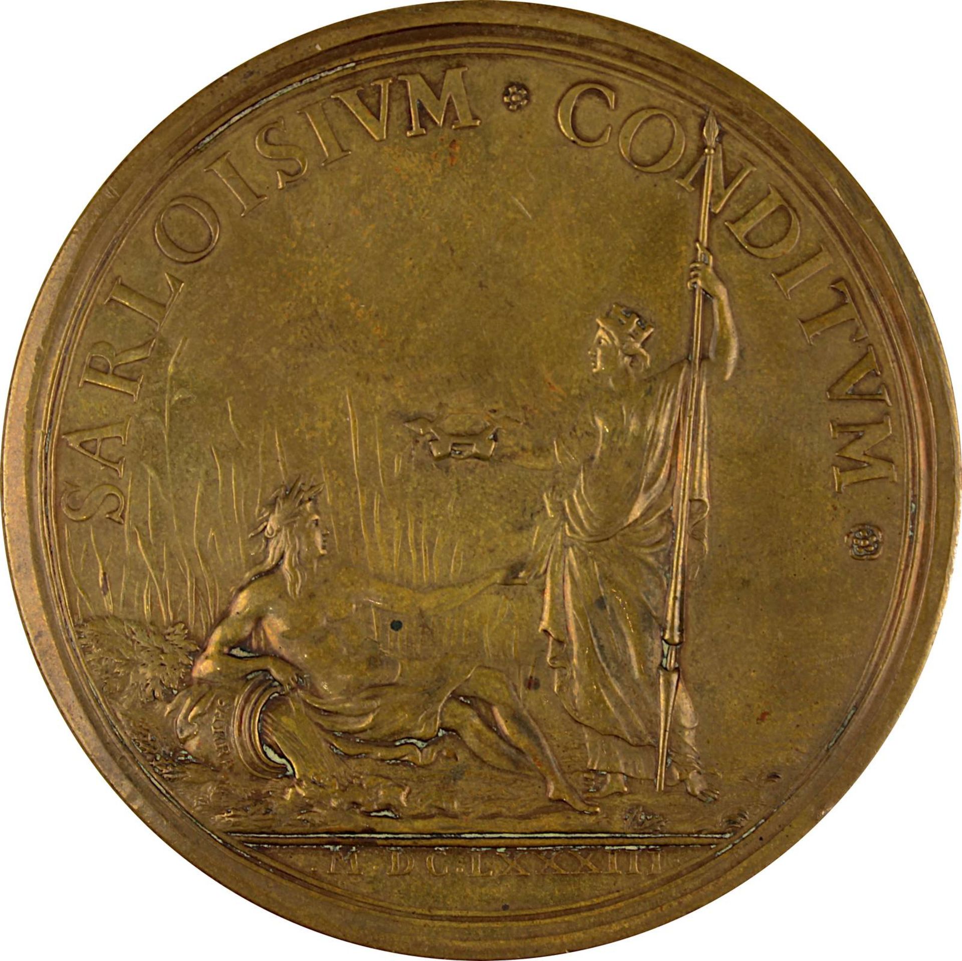 Bronzemedaille auf die Gründung der Stadt Saarlouis 1863, Avers Ludwig XIV (1643 - 1715), - Bild 3 aus 3