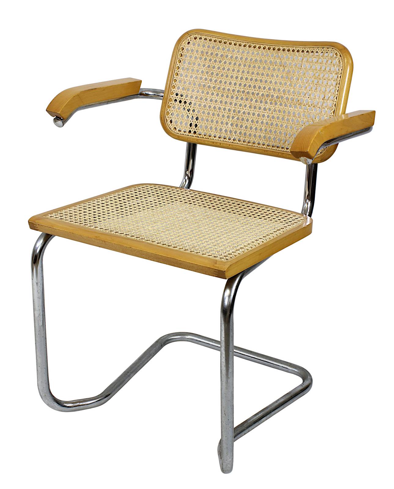 Freischwinger-Armlehnstuhl in der Art S64, Entwurf Marcel Breuer 1929, Ausführung Thonet 2. H. 20.