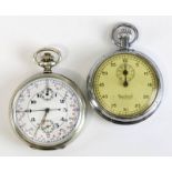 Taschenuhr mit Stoppfunktion u. Stoppuhr, Frankreich bzw. deutsch 1. H. bis M. 20. Jh., jeweils