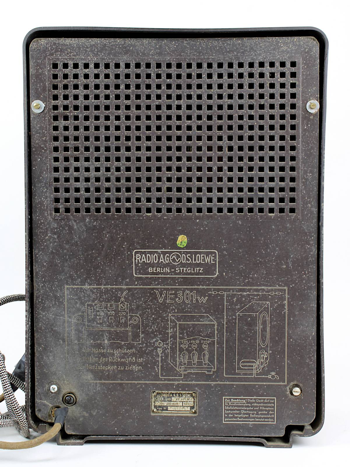 Volksempfänger VE 301 aus Bakelit, Hersteller Radio A.G. D.S. Loewe, Berlin-Steglitz, Deutsches - Image 2 of 2