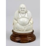 Buddha-Figur aus Bein, China um 1920, vollplastischer Buddha, sitzend in Lotushaltung, aus Bein