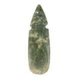 Jadeit-Amulettanhänger in Form einer stilisierten menschlichen Figur, Guanacaste, Costa Rica, vor