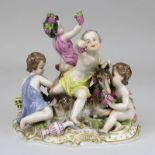 Figurengruppe Kinder mit Ziege, Johann Peter Melchior-Fälschung, Sachsen oder Thüringen 19. Jh.,