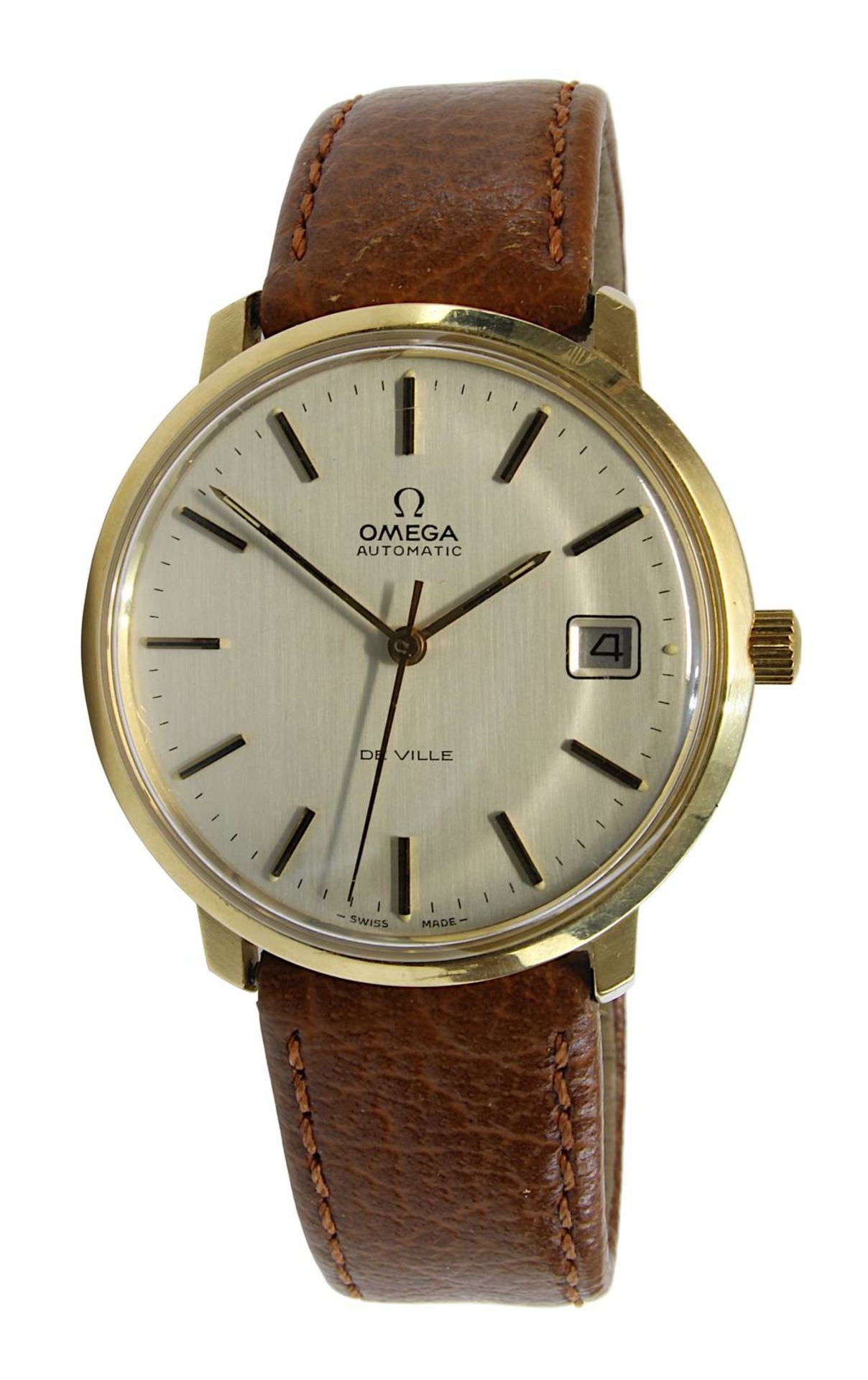 Omega De Ville Herren-Armbanduhr, Automatic, Schweiz um 1970, Gehäuse aus 585er Gelbgold, D 35 mm,