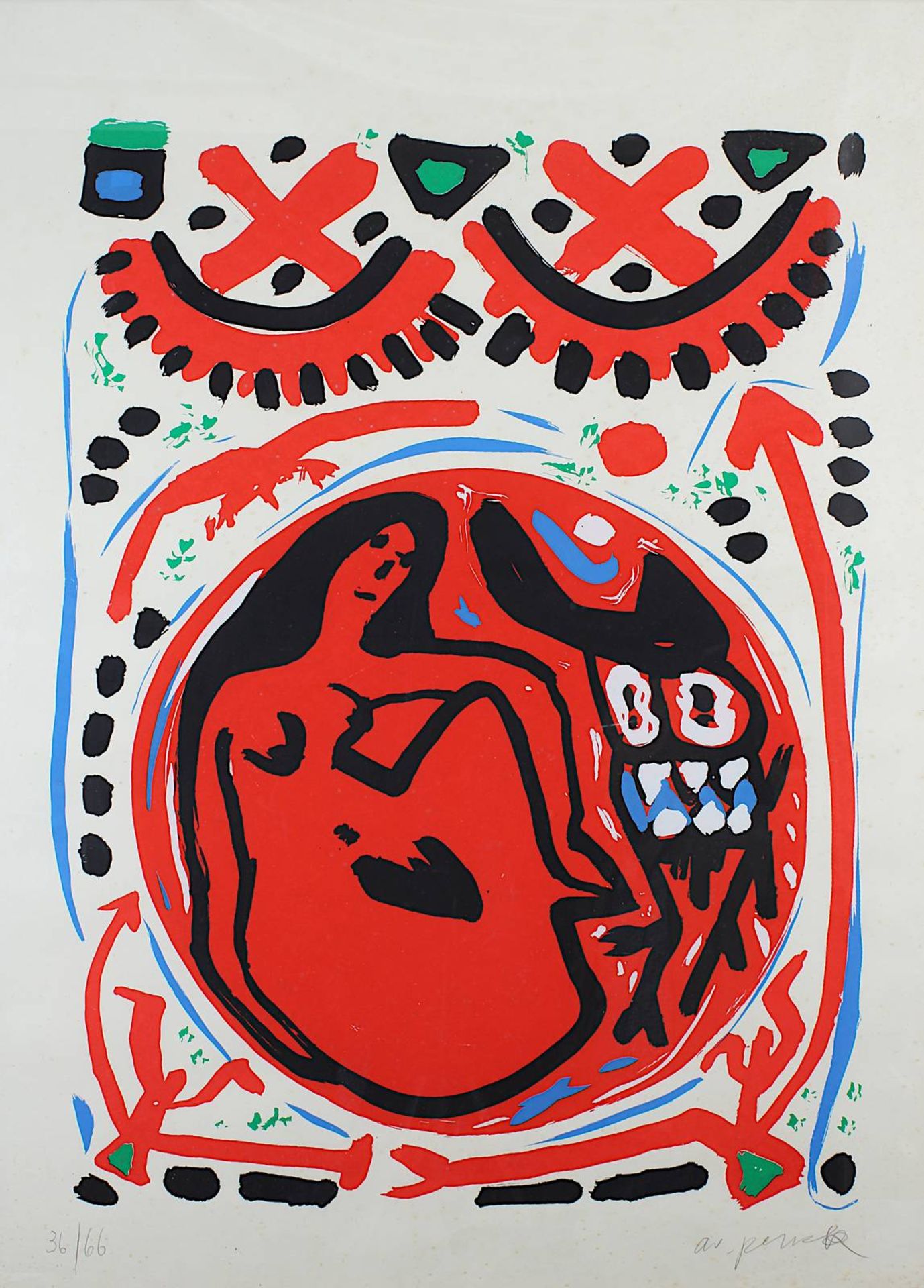 Penck, A.R. (Dresden 1939 -2017 Zürich), Keramik/Künstlerkeramik 1992, Serigraphie, am unt. Rand - Image 2 of 2