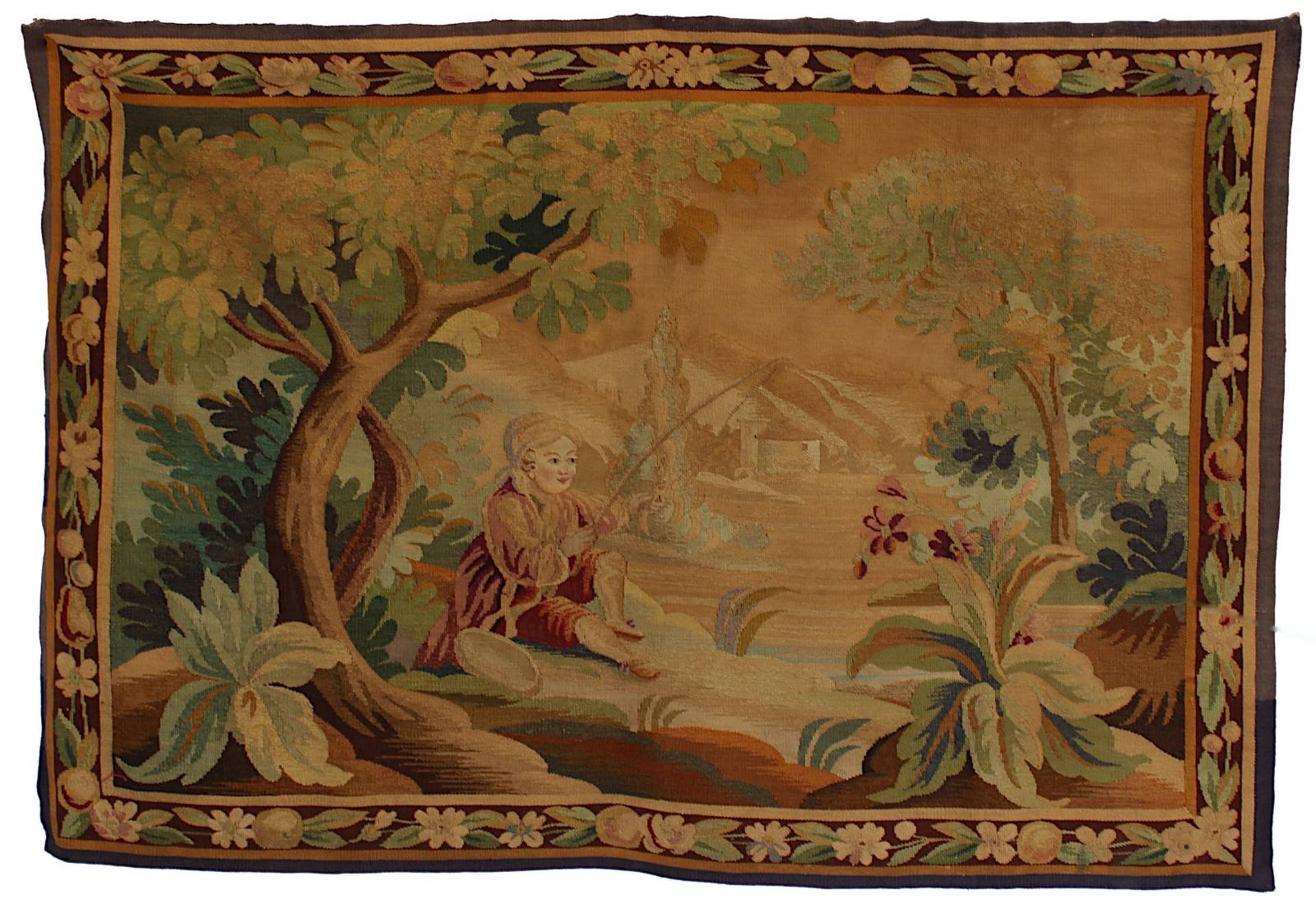 Wandteppich, wohl Abusson, Frankreich 1. H. - Mitte 20. Jh., im Rokokostil, Darstellung eines