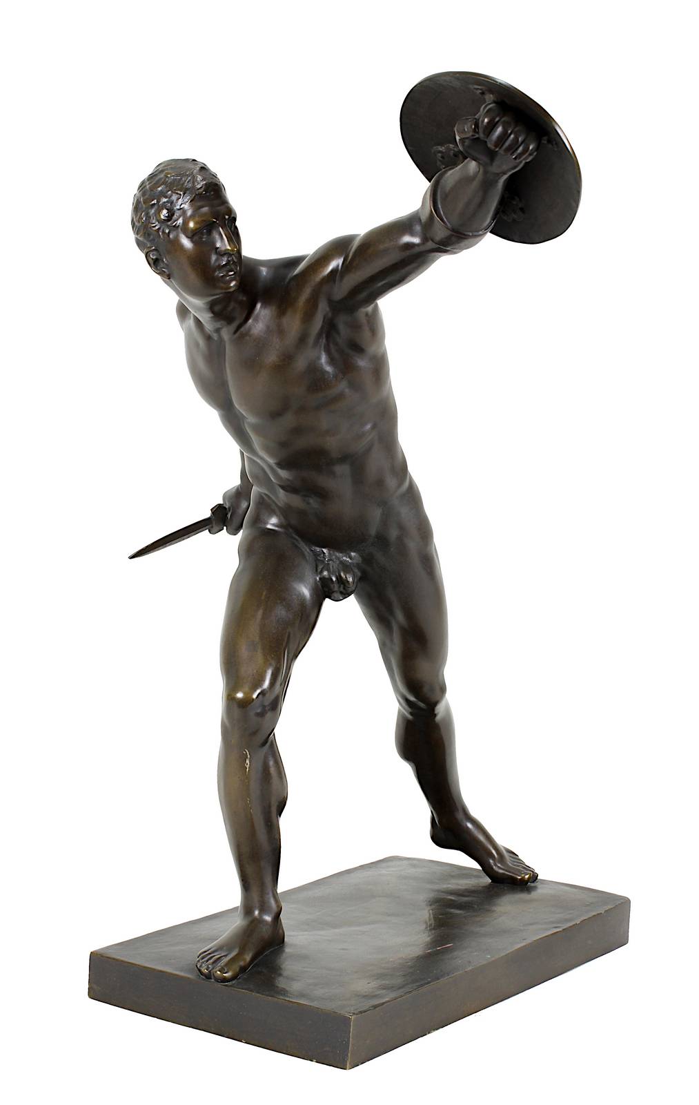 Borghesischer Fechter bzw. Gladiator Borghese, Bronzefigur, Anfang 20. Jh., nach der antiken heute