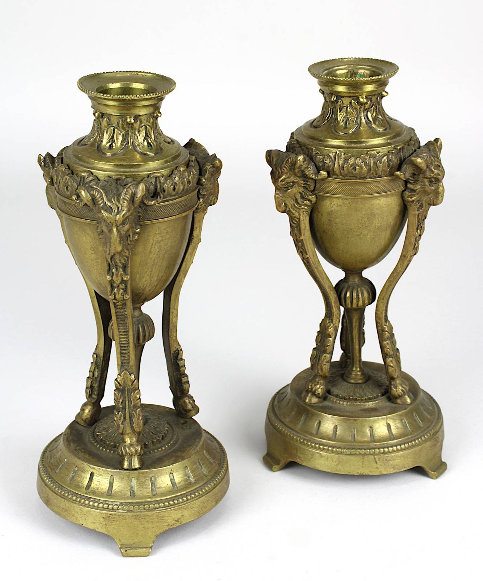Paar Cassolettes im Empire - Stil, Frankreich 2.H.19.Jh., Bronze mit Resten von Vergoldung,